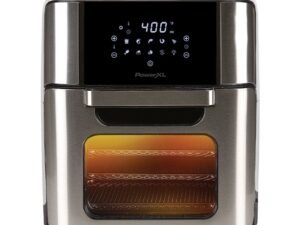 PowerXL Air Fryer Pro Plus Extra-Large 12-Quart Air Fryer Oven Multi-Cooker with Bake, Roast, Broil, Pizza, Dehydrate, 3 Crisper Trays, Stainless Steel