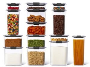 Rubbermaid Brilliance Plastic Food Storage Pantry Set of 14 Containers with Lids (28 Pieces Total), Dishwasher Safe, BPA-Free