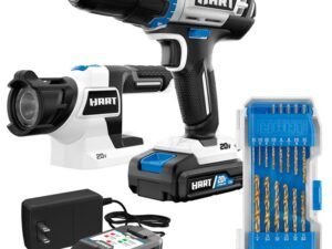 HART 20-Volt Cordless 1/2-inch Drill and LED Light Kit with 14-Piece Accessory Kit (1) 1.5Ah Lithium-Ion Battery