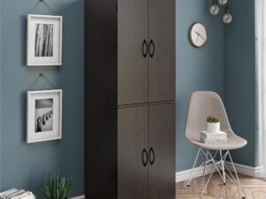Mainstays 4 Door Storage Cabinet, Dark Chocolate