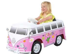 Rollplay 6V VW Type 2 Bus Ride-on Battery Powered Toy Car, Pink