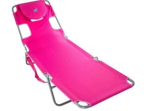 Ostrich Chaise Lounge Folding Beach Chair, Pink