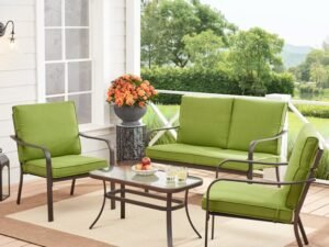 Mainstays Stanton 4-Piece Outdoor Patio Conversation Set, Green
