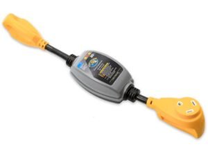 Camco Heavy Duty Dogbone RV Circuit Analyzer With Power Grip Handles, Integrated Surge Protection and Fault Indication (125V 30M/30F Amp) (55312)