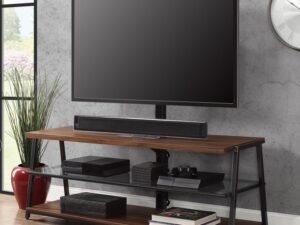 Mainstays Arris 3-in-1 TV Stand for Televisions up to 70", Perfect for Flat Screens, Canyon Walnut Finish