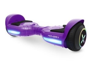 Hover-1 Rocket Hoverboard w/ LED Headlights, 7 MPH Max Speed, 160 lbs Max Weight, 3 Miles Max Distance - Purple