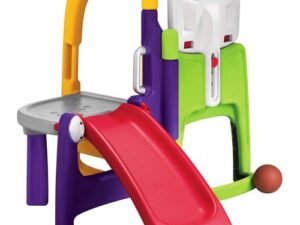 Little Tikes 4-in-1 Fold Away Climber with Basketball Hoop, Soccer/Hockey Net and Slide