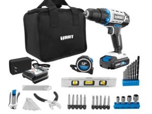 HART 20-Volt Cordless 36-Piece Project Kit, 3/8-inch Drill/Driver and 10-inch Storage Bag, (1) 20-Volt 1.5Ah Lithium-Ion Battery