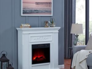 Bold Flame 38 inch Electric Fireplace in White