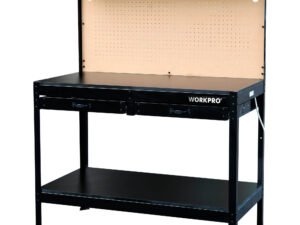 WORKPRO Multipurpose 48-Inch Workbench with Work Light and Pegboard, Wood