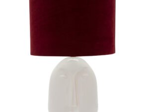 Ivory Ceramic Face Lamp with Wine Velvet Shade by Drew Barrymore Flower Home