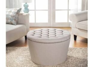 Better Homes & Gardens Round Tufted Storage Ottoman with Nailheads, Multiple Finishes