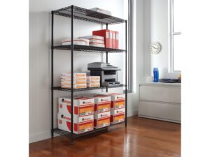 Alera Industrial Heavy-Duty Wire Shelving Starter Kit, 4-Shelf, 48w x 18d x 72h, Black