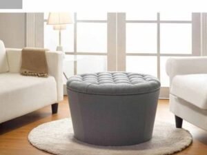 Better Homes and Gardens Round Tufted Storage Ottoman with Nailheads, Multiple Finishes