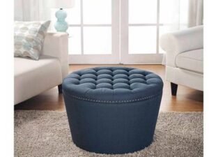 Better Homes & Gardens Round Tufted Storage Ottoman with Nailheads, Multiple Finishes