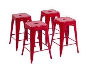 Howard 24" Backless Metal Bar Stool, Set of 4, Multiple Colors Red