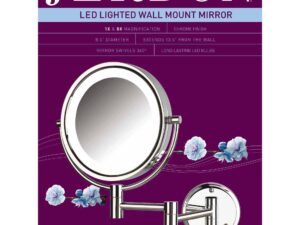 Jerdon HL88CL 8.5" LED Lighted Wall Mount Makeup Mirror with 8x Magnification, Chrome Finish