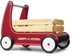 Radio Flyer, Classic Walker Wagon, Wood Push Walker, Red