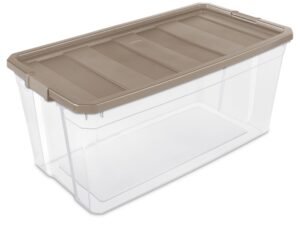 Sterilite 200 Qt. Stacker Box Taupe Splash Case of 3