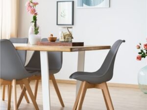 Easyfashion Pack of 4 Dining Chairs Modern Mid Century Eiffel Inspired Chair Dark Gray