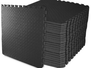 3/4" Thick Flooring Puzzle Exercise Mat with High Quality EVA Foam Interlocking Tiles, 24 Piece, 96 Sq Ft, Black