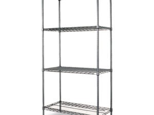 Alera Wire Shelving Starter Kit, Four-Shelf, 36w x 18d x 72h, Black Anthracite -ALESW503618BA