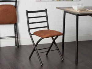 Mainstays Two-Tone Ladder Back Folding Chair with Microfiber Seat, 4-Pack