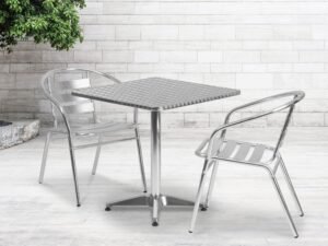 Flash Furniture 27.5'' Square Aluminum Indoor-Outdoor Table with Base