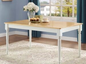 Better Homes and Gardens Autumn Lane Farmhouse Dining Table, White and Natural