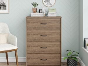 Mainstays Classic 4 Drawer Dresser, Rustic Oak Finish