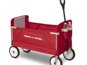Radio Flyer, 3-in-1 EZ Fold Wagon, Padded Seat with Seat Belts, Red