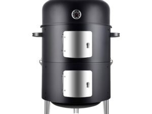 Realcook 17 Inch Vertical Heavy Duty Steel Charcoal Outdoor Smoker, Black
