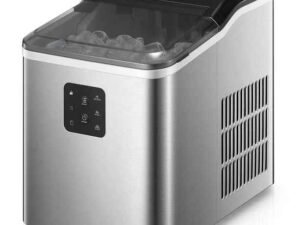 Dual-Size Ice Maker Countertop, 6 Mins per Batch, 28lbs in 24Hrs, Self-Clean, 2 Ice Cube Size Options, Stainless Steel Ice Machine