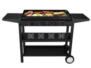 SUGIFT Flat Top Gas Griddle Grill 4-Burner Propane BBQ Grill Outdoor Cooking Station, Black