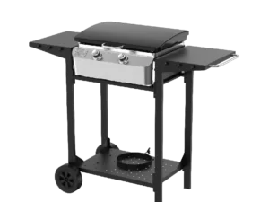 Nexgrill 2 Burner Propane Gas Flat Top Griddle with Cart and Side Shelves