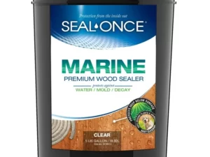 SEAL-ONCE MARINE Penetrating Wood Sealer, Waterproofer & Stain (5 Gallon). Water-Based, Ultra-low VOC formula for high-moisture areas to protect wood docks, decks, piers & retaining walls.