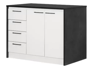 South Shore Myro, Contemporary Kitchen Island, Faux Black Stone and White