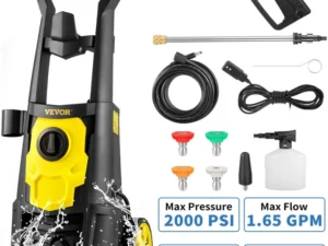 VEVOR Electric Pressure Washer, 2000 PSI, Max. 1.65 GPM Power Washer w/ 30 ft Hose, 5 Quick Connect Nozzles, Foam Cannon, Portable to Clean Patios, Cars, Fences, Driveways, ETL Listed
