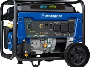 Westinghouse 6500 Peak Watt Home Backup Dual Fuel Portable Generator with CO Sensor and Wheel Kit