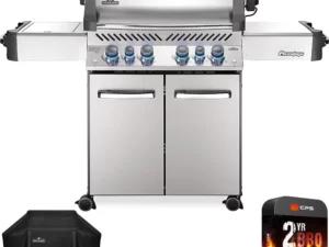 Napoleon P500RSIBPSS-3 Prestige 500 Propane Gas Grill with Infrared Side/Rear Burners Stainless Steel Bundle with PRO 500/Prestige 500 Series Grill Cover and Premium 2 YR CPS Enhanced Protection Pack