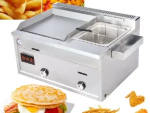 CNCEST Commercial Gas Griddle Flat Top Grill Deep Fryer Combo Hot Plate Stainless