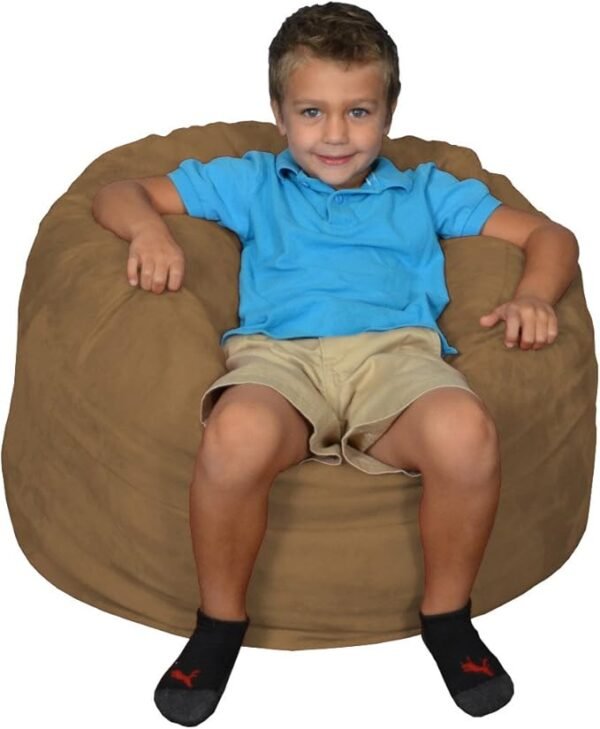 Comfy Sacks Kids Memory Foam Bean Bag Chair, Cocoa Micro Suede
